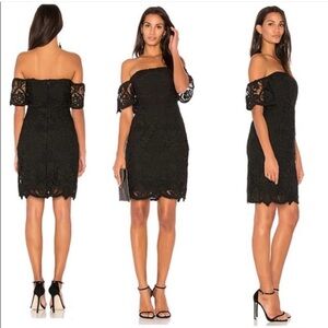 FP Black Off-Shoulder Lace Crochet Dress